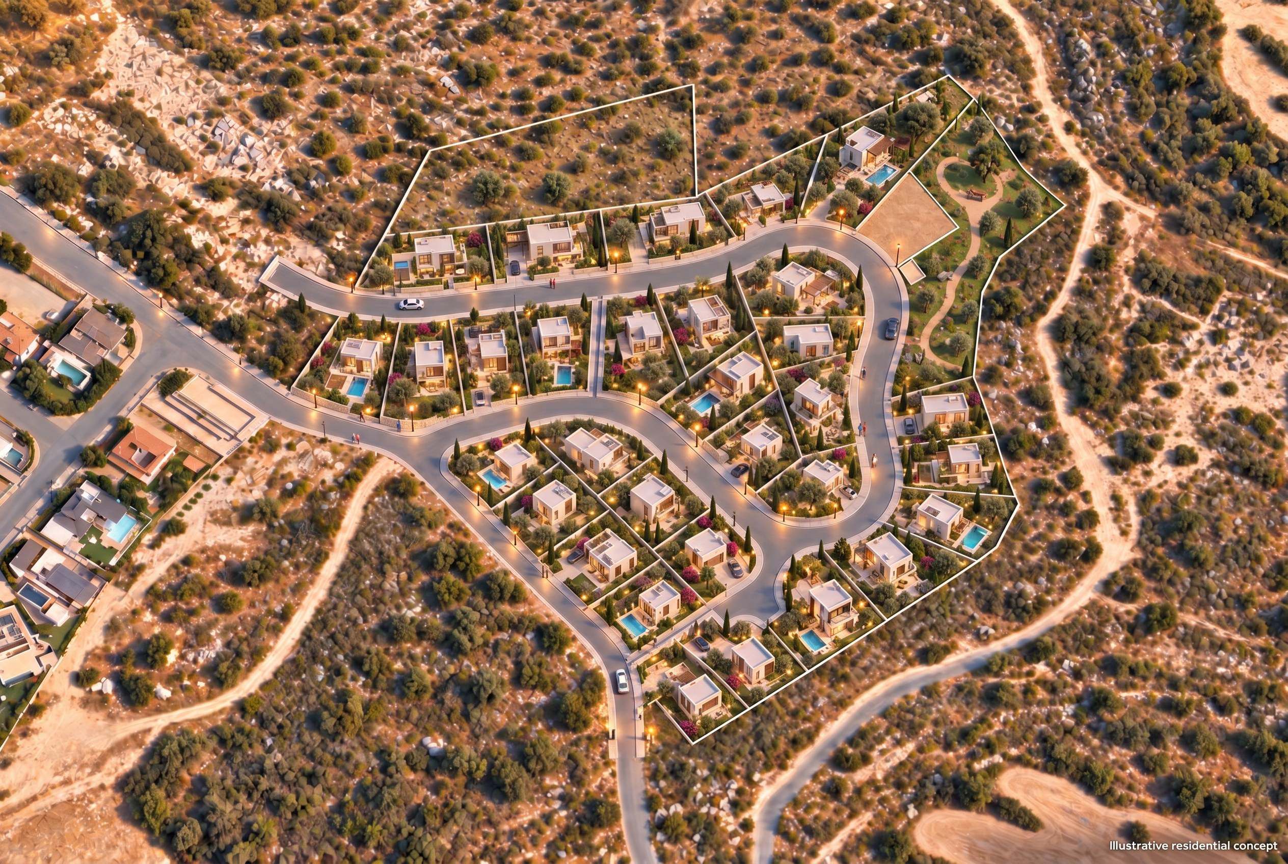 Illustrative concept of possible villas on the Palodia plots